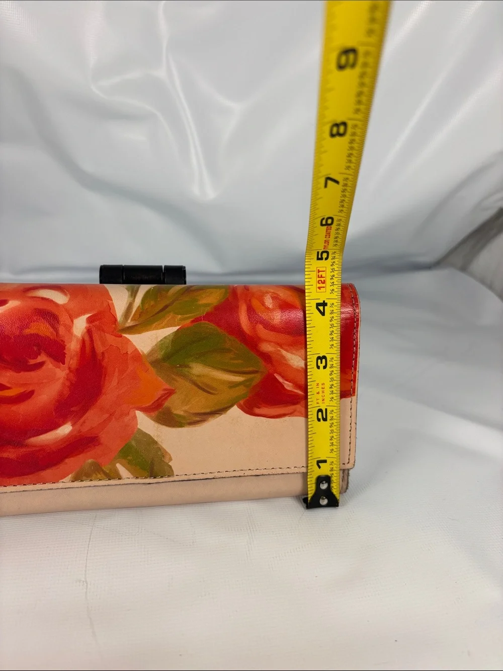 Patricia Nash Peach Wallet Clutch with Red Floral Print
